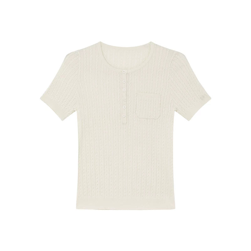 KANO Crew Neck Slim Fit Versatile Knitted Tee
