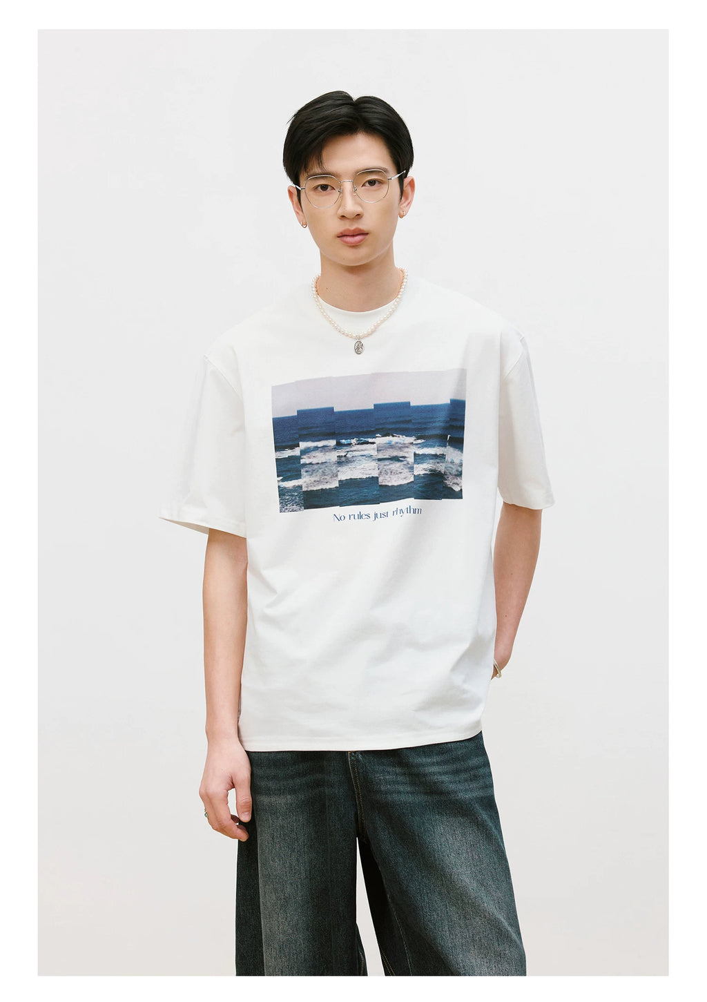 LR MADE Collage Sea View Pattern Casual Tee