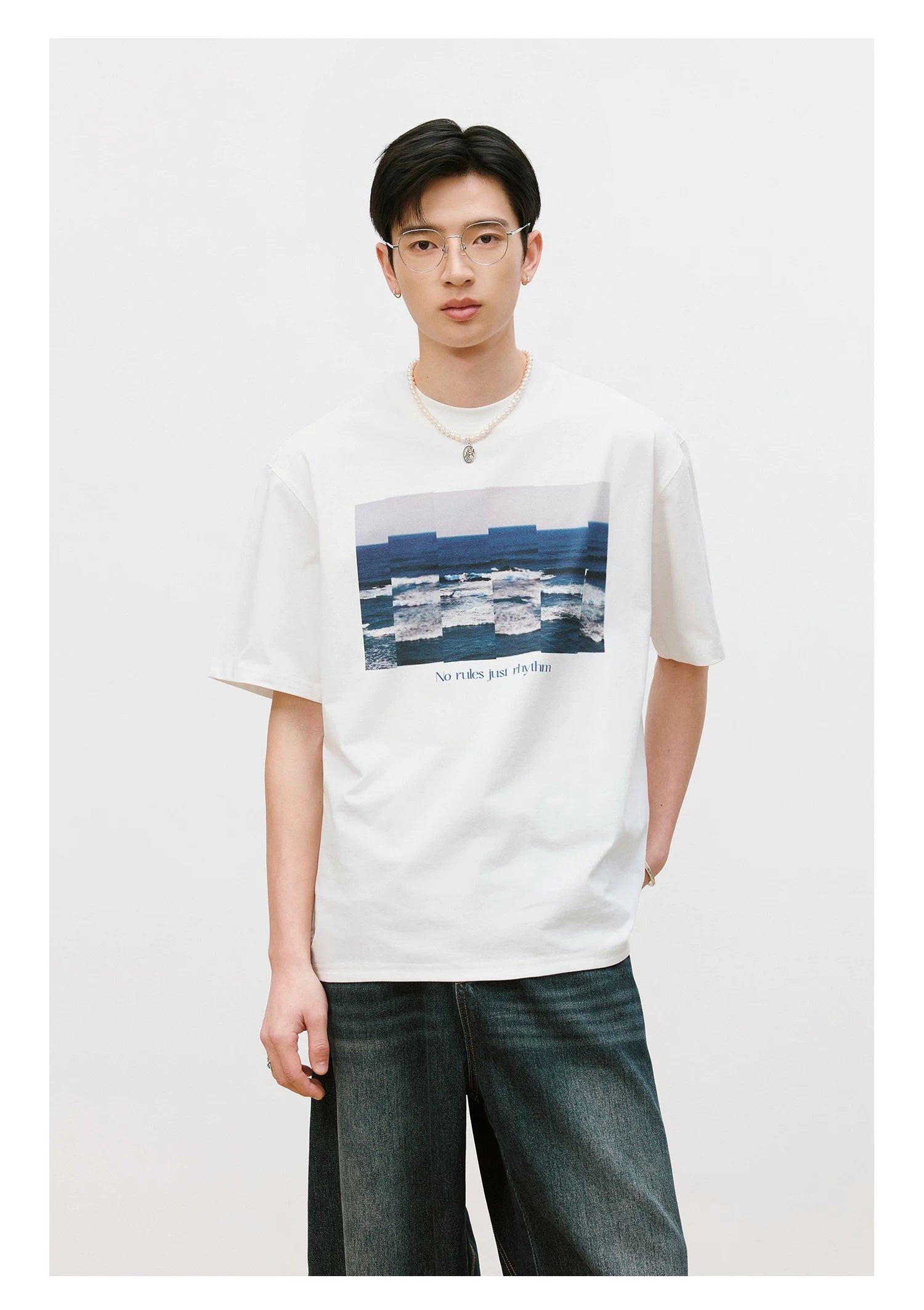 LR MADE Collage Sea View Pattern Casual Tee