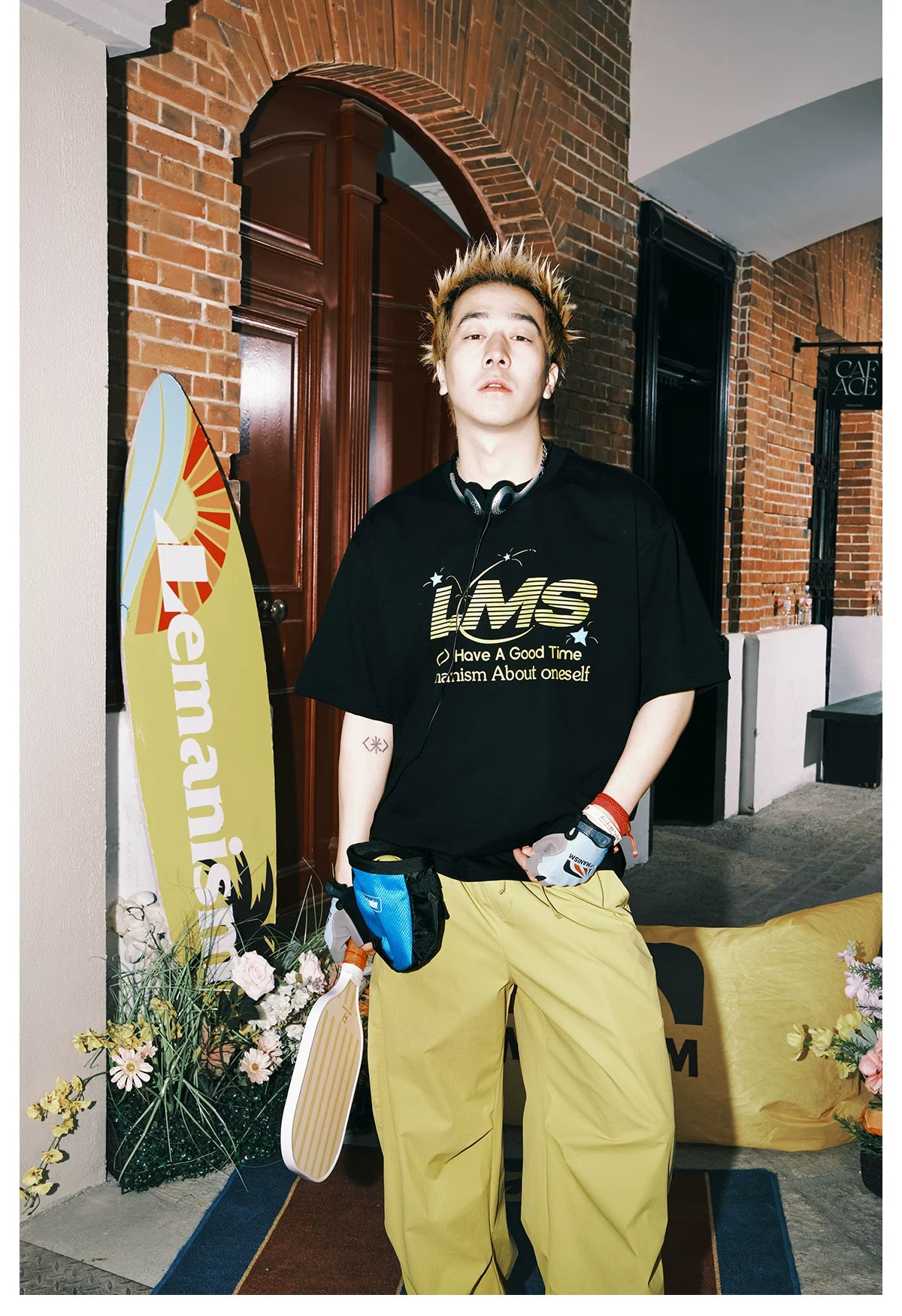Lemanism Retro Alphabet Print Casual Tee