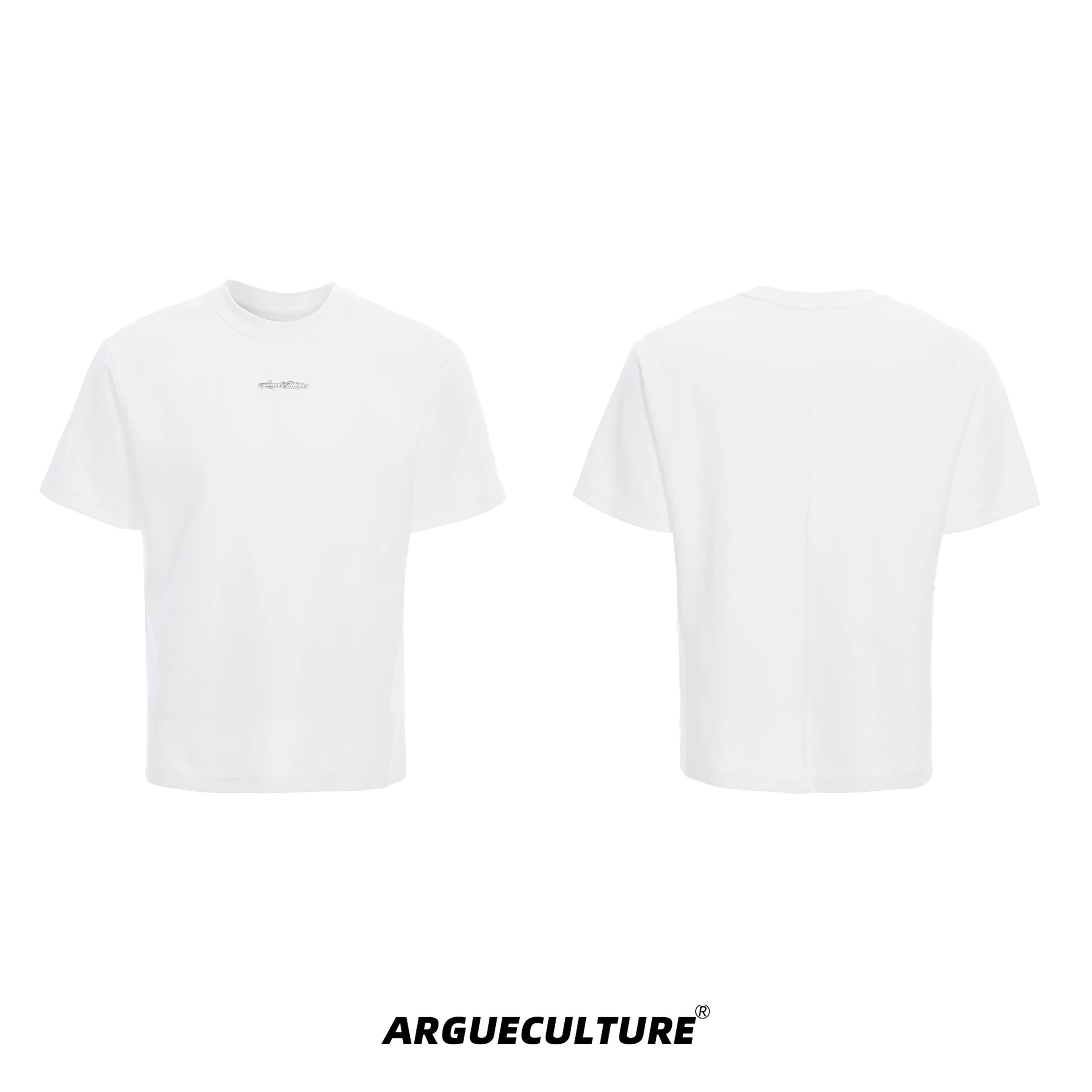 ArguECulturE Simple Round Neck Versatile Front Shoulder Tee