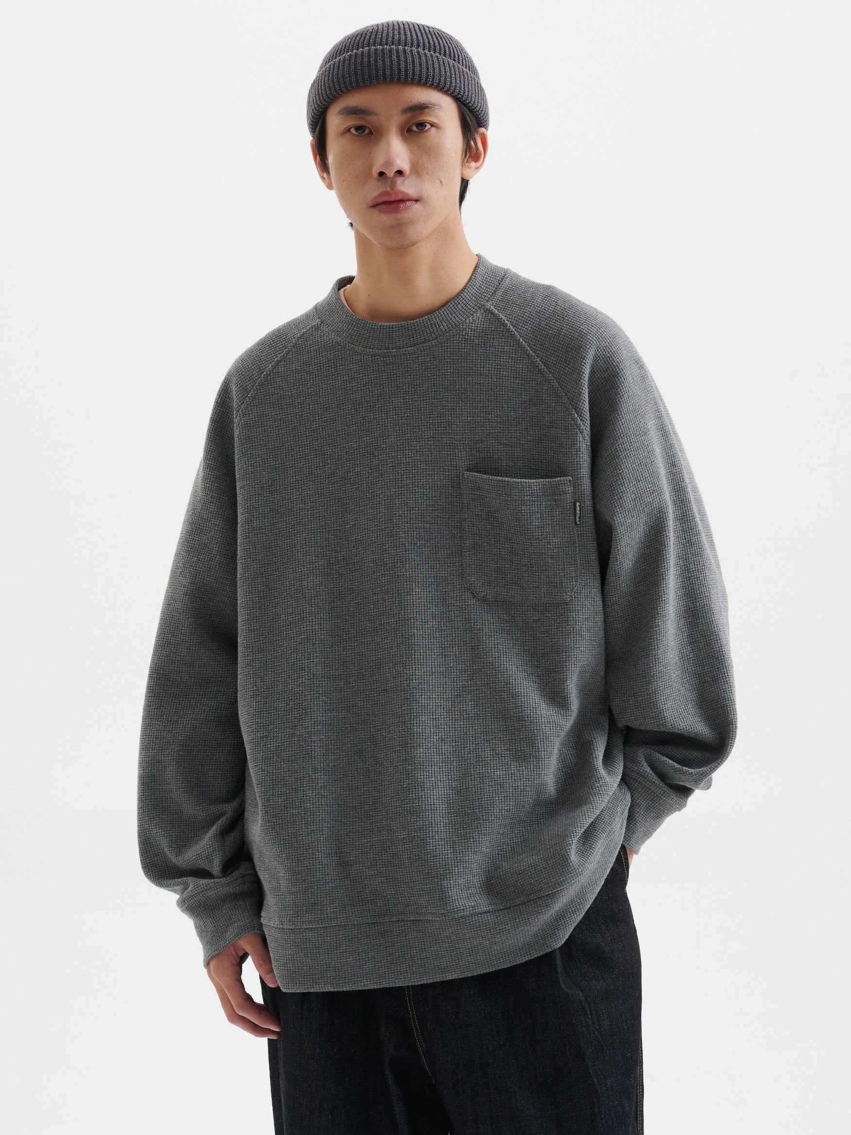 BUTTBILL 380G Japanese waffle Pure Cotton inner long-sleeve Tee