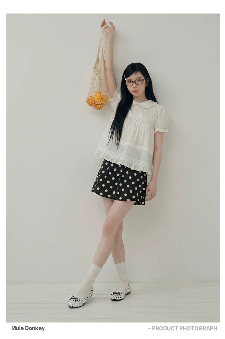Donkey Shallow Mouth Polka Dot Inner Height Increasing Single Shoes