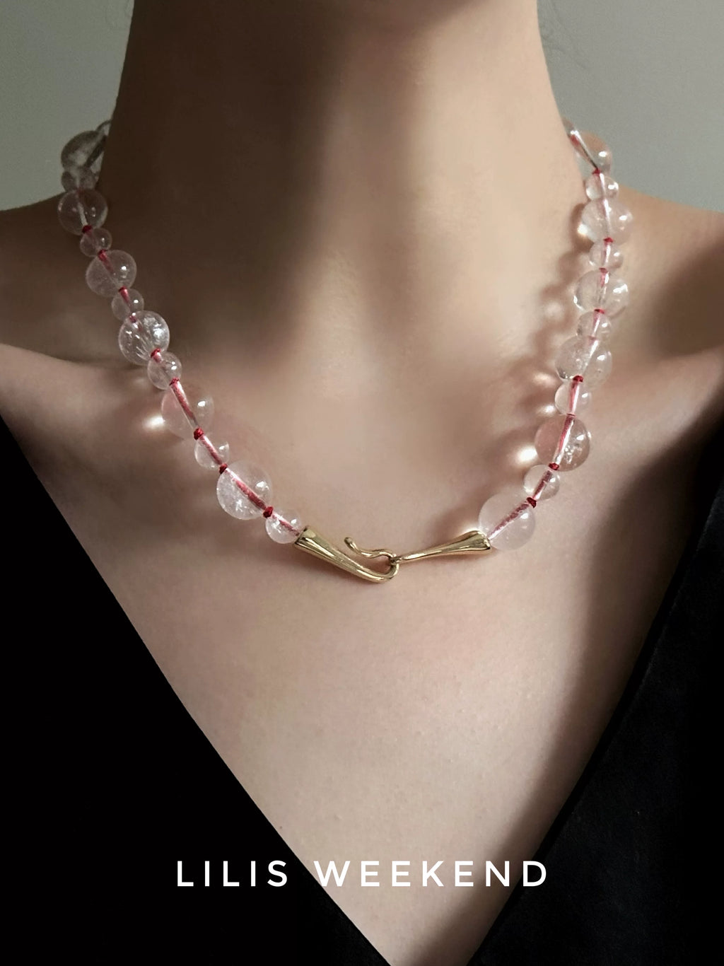 Lilis Weekend Red Rope Braided Handmade Beaded Necklace