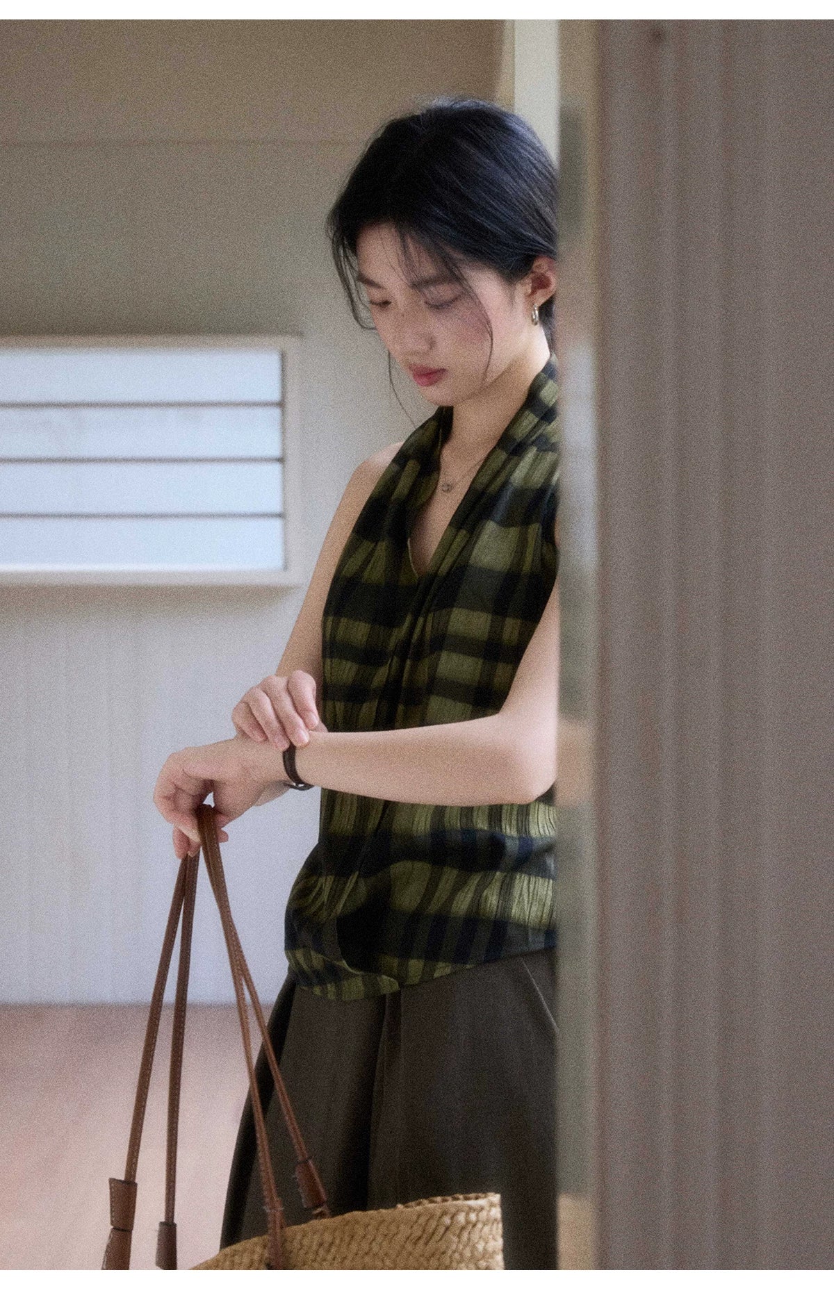 TYANG Temperament Plaid Sleeveless Vest