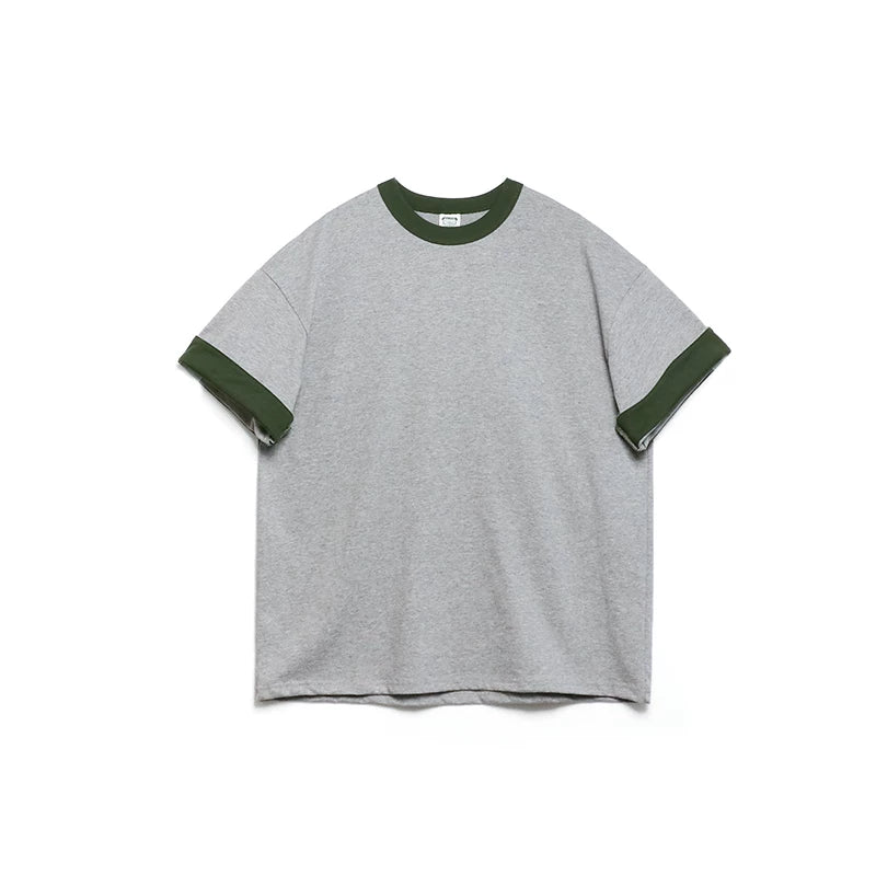 BPCALL Vintage Casual Flip Sleeve Tee