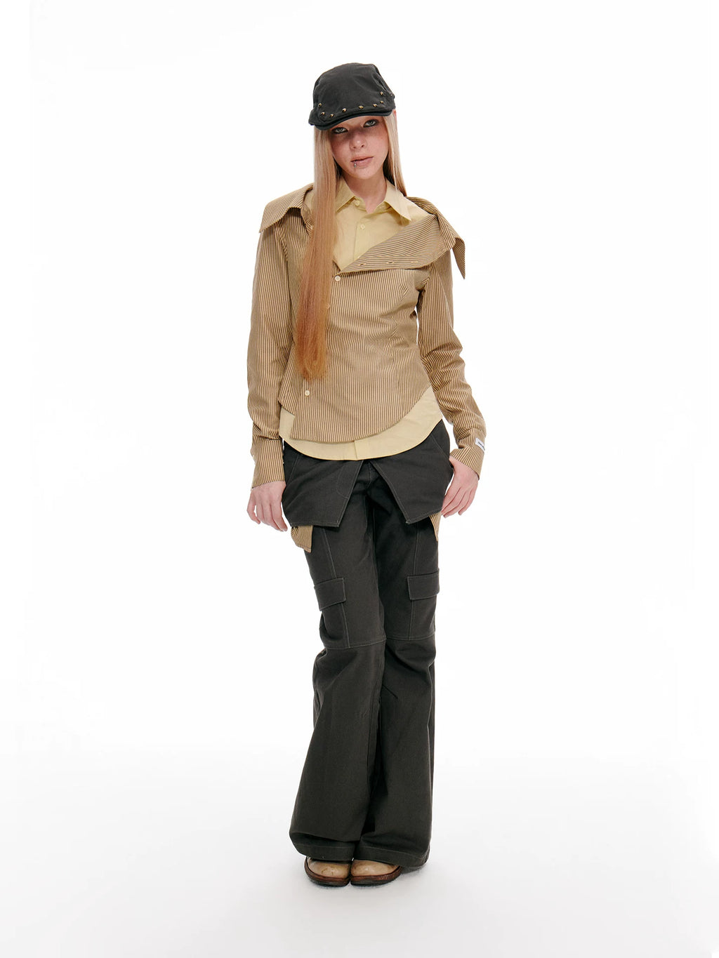 JIKOO Contrasting Splicing Striped Pants