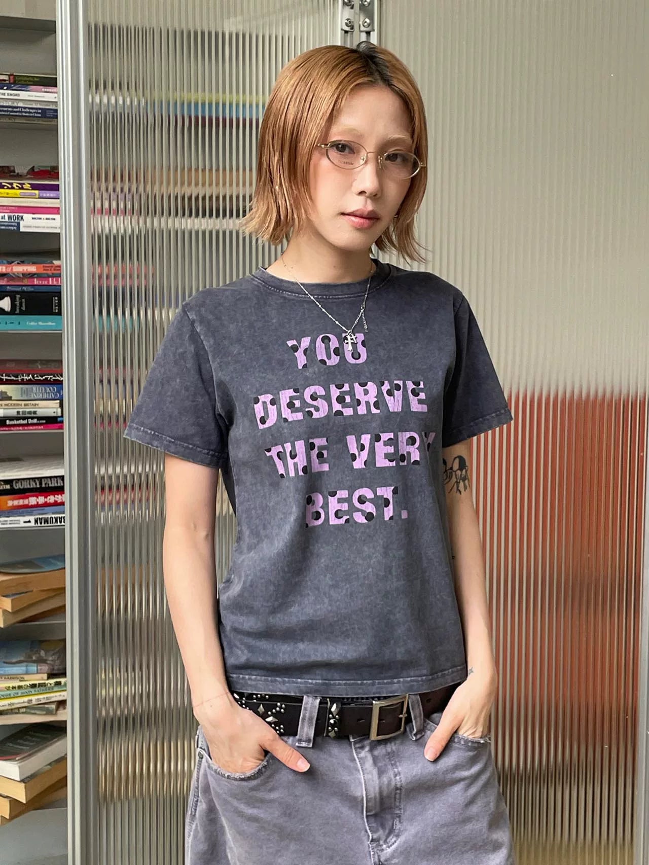 MMBBT Polka Dot Letter Print Round Neck Tee