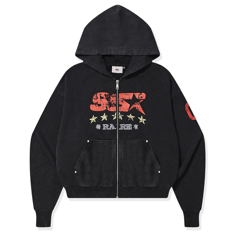 SSR "downhill Tiger" Destruction Hooded Cardigan Sweater