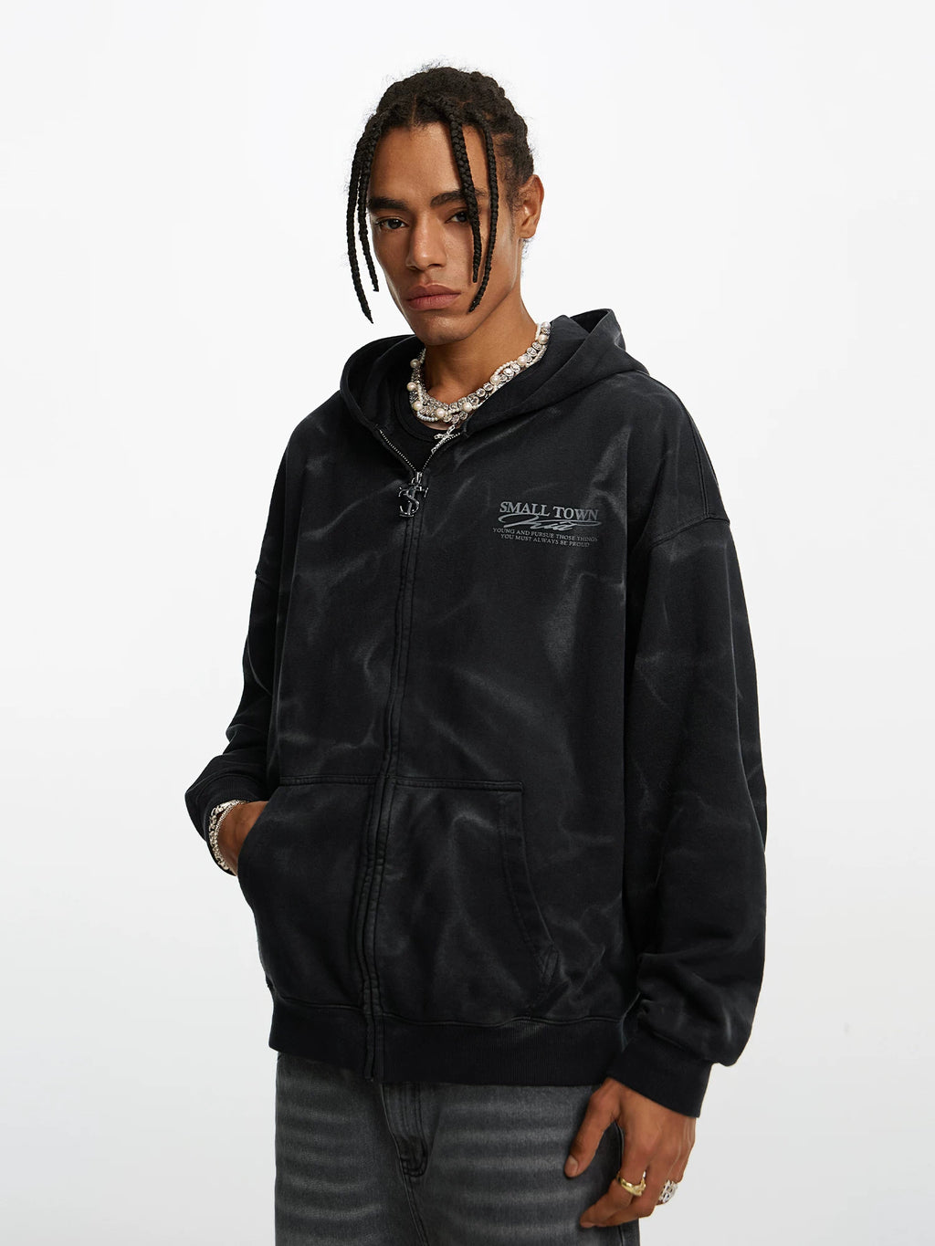 STK Water Ripple Cardigan Hoodie Sweater