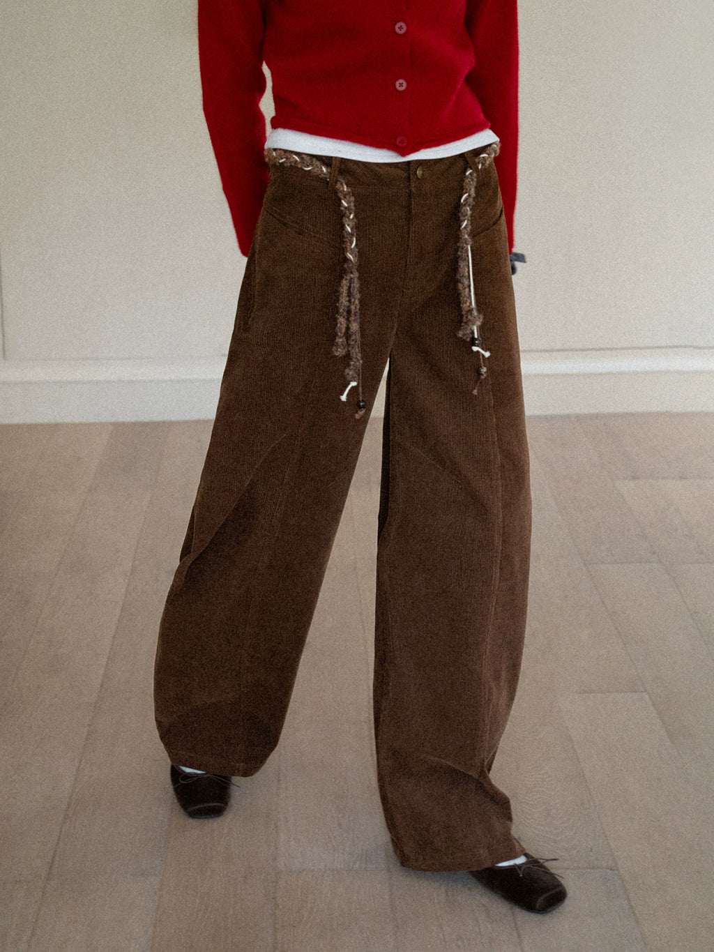EGGKA Retro Corduroy Casual Wide-leg Pants