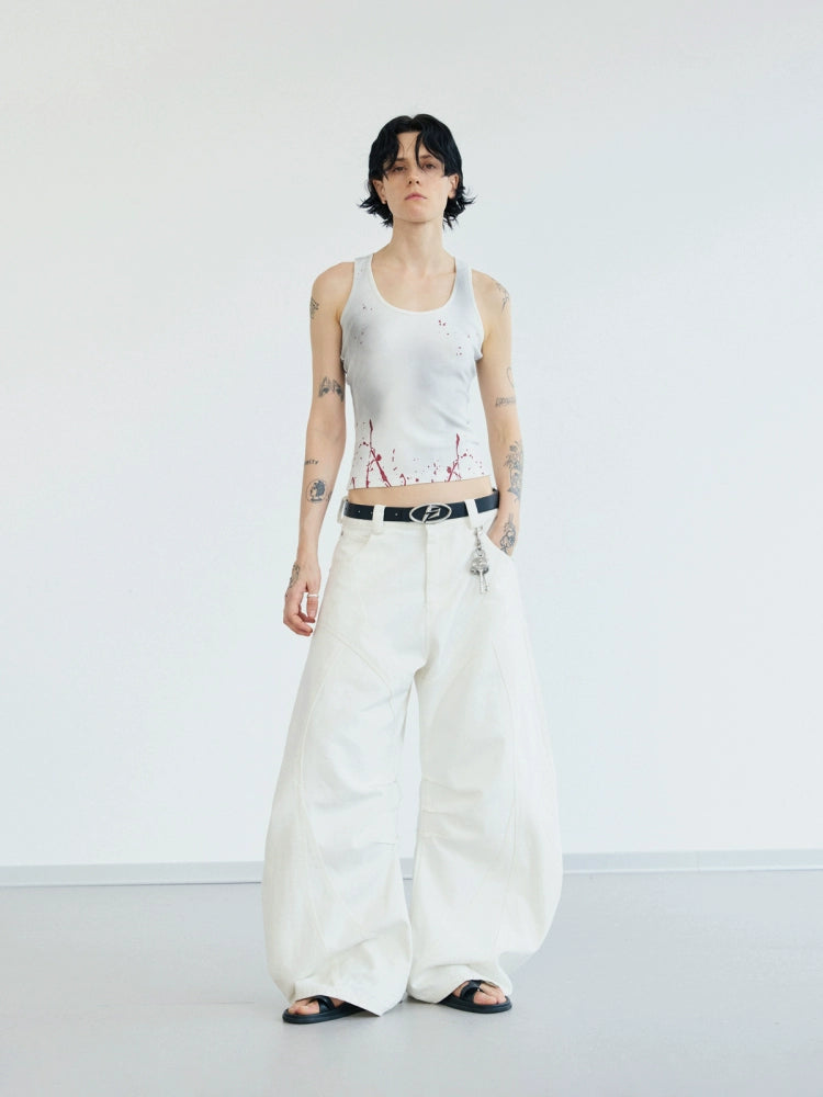 PEOPLESENSE Simple Dirty Ink-splashed Printed Vest