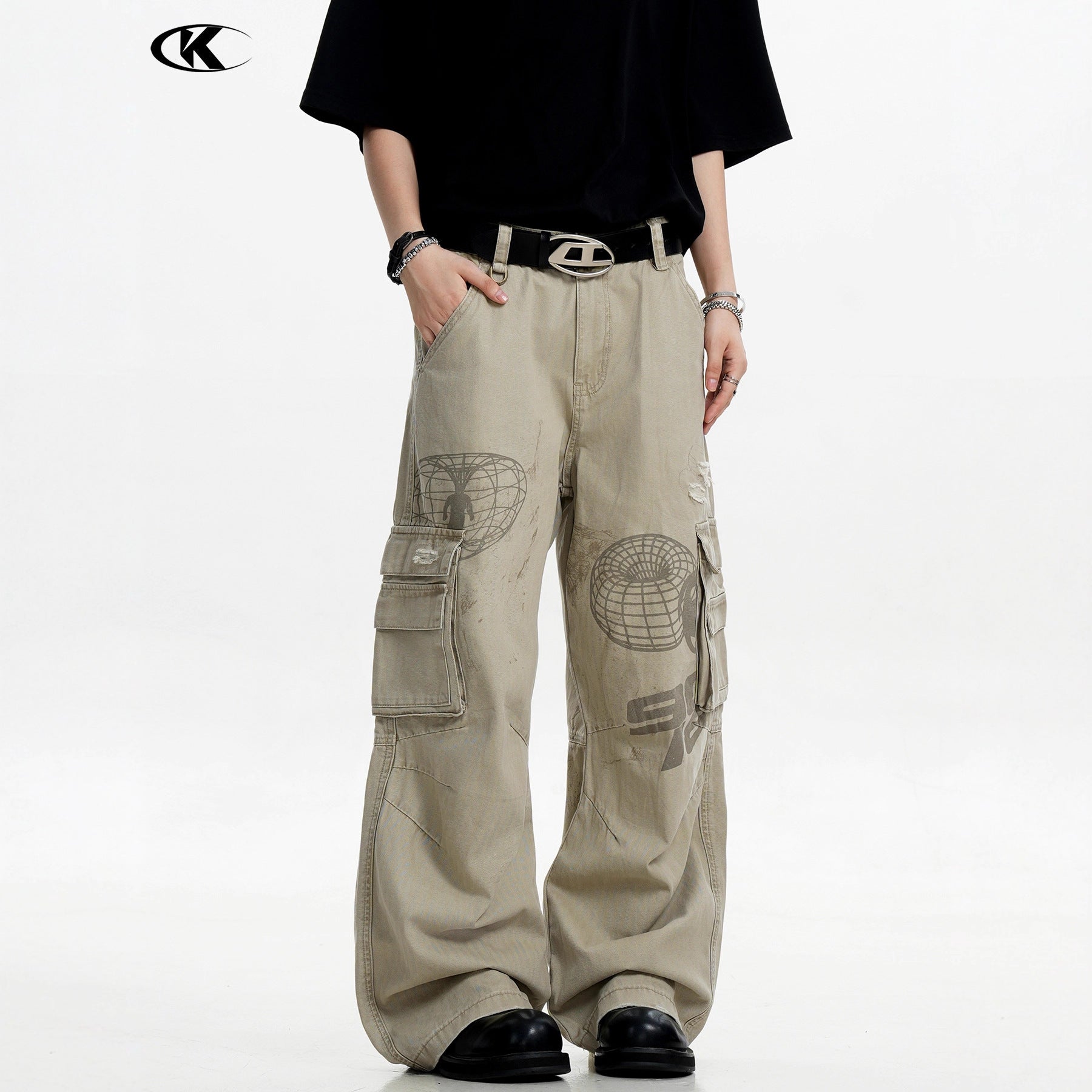 11KN Retro Straight Loose Wide Leg Pants