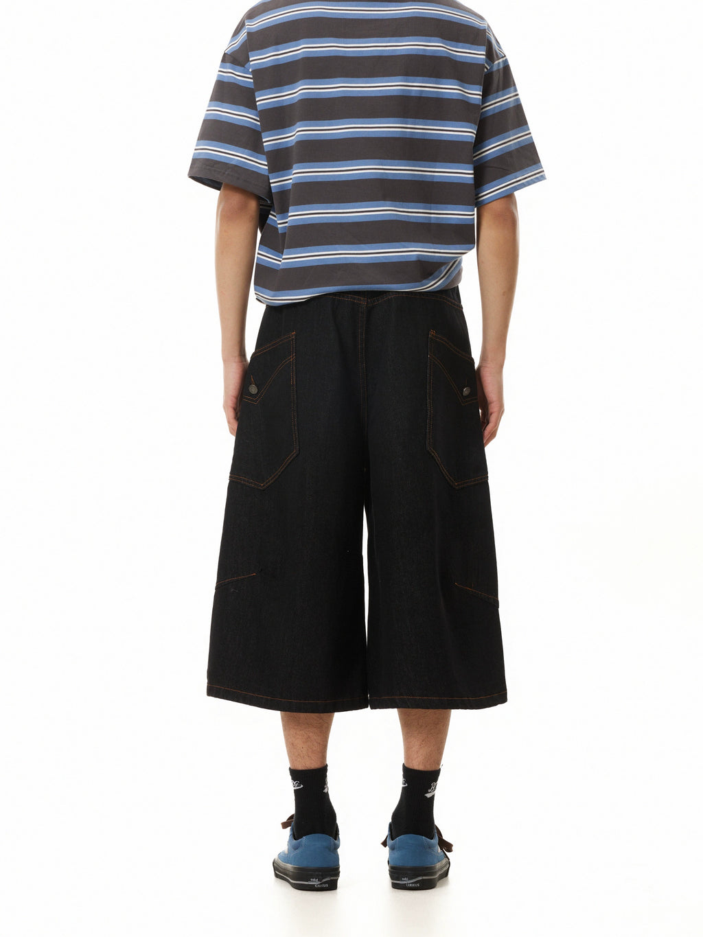 BTSG Retro Washed Side Pocket Denim Cropped Pants