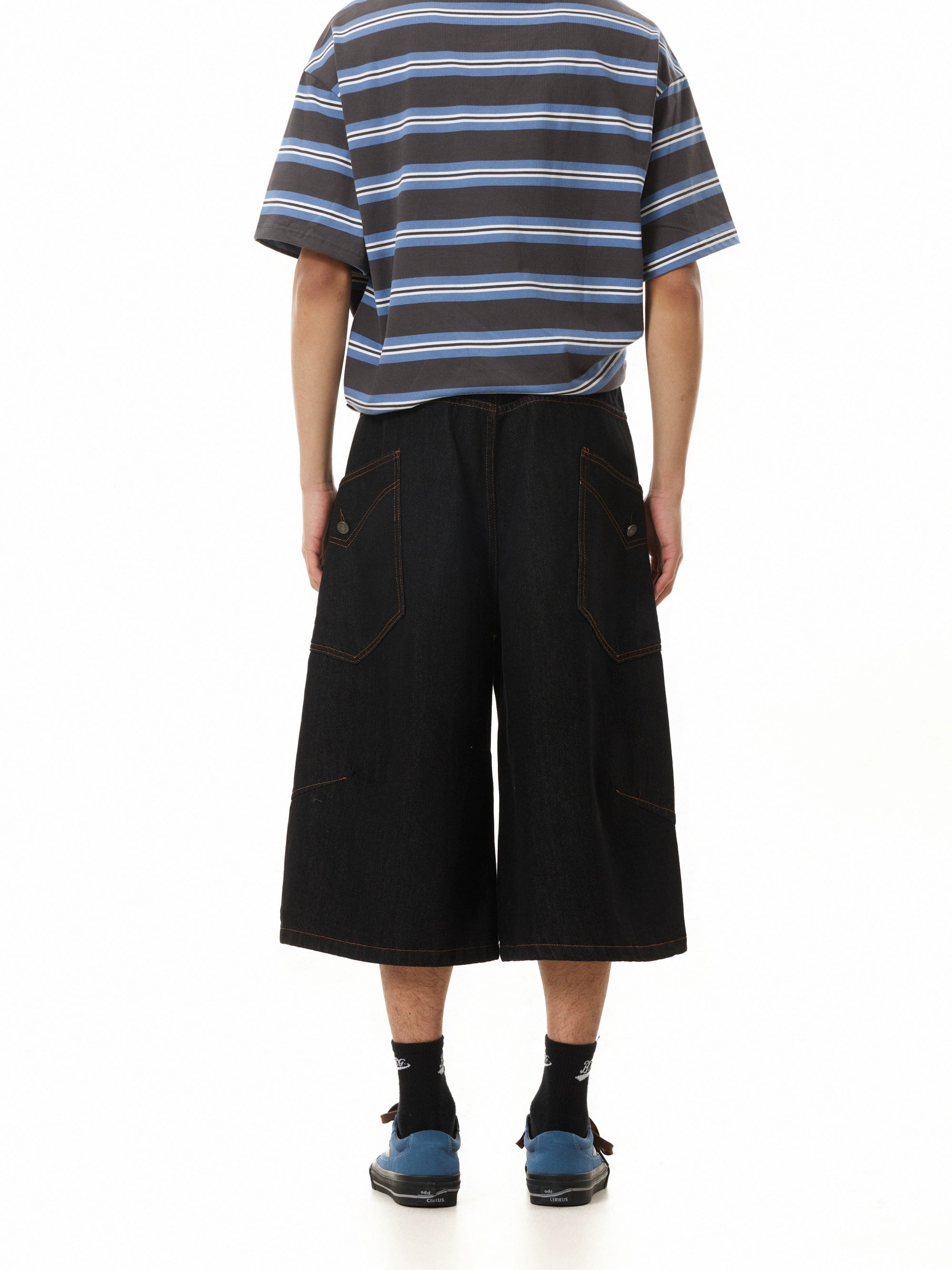 BTSG Retro Washed Side Pocket Denim Cropped Pants