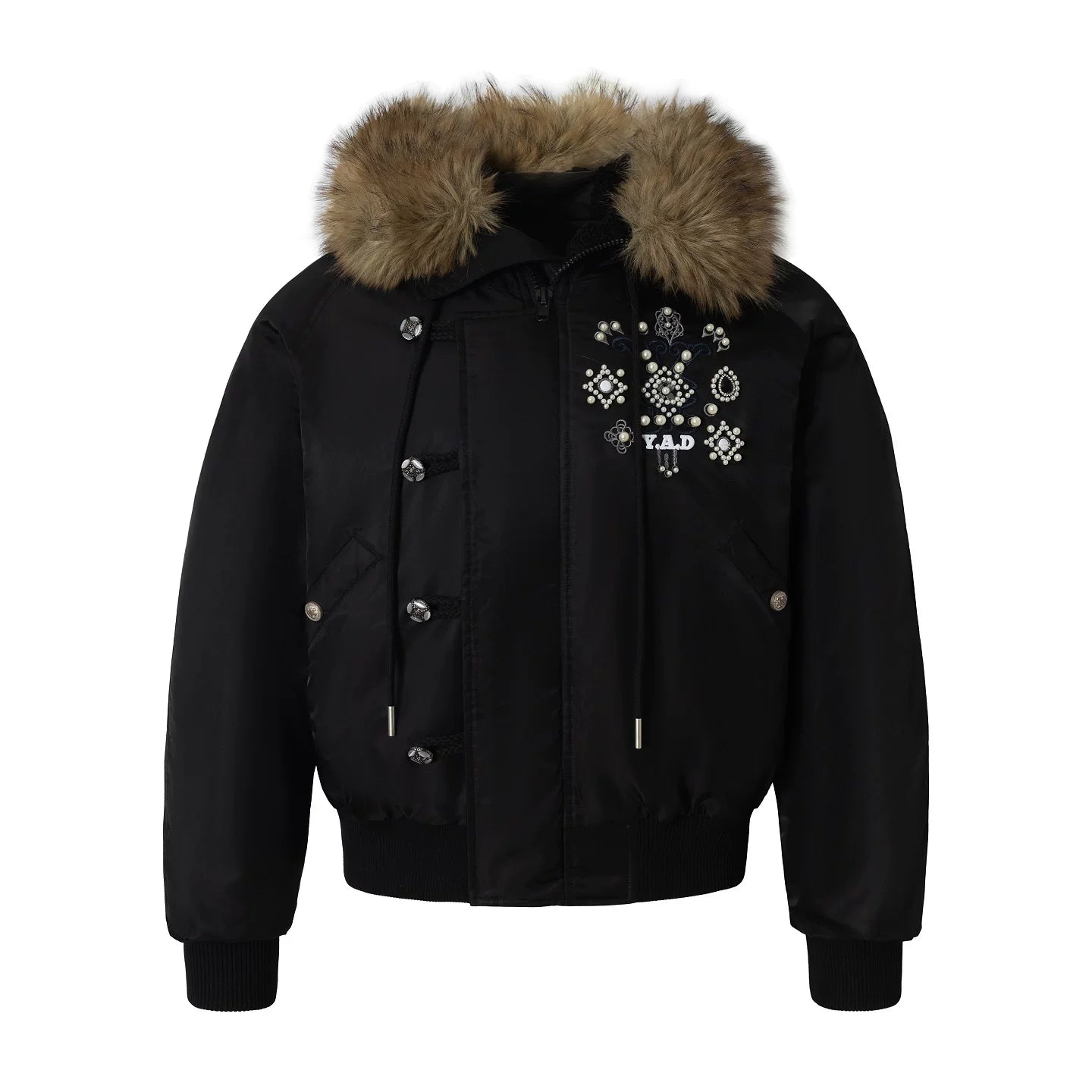 YADcrew gem fur bomber cotton-padded jacket