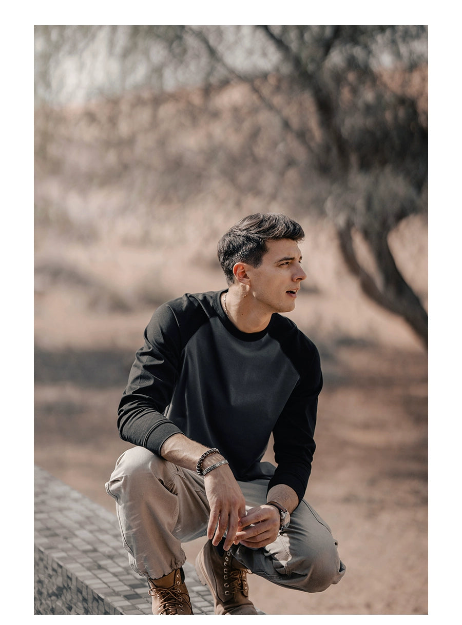 Simwood Contrast Crew Neck Shoulder Sleeves