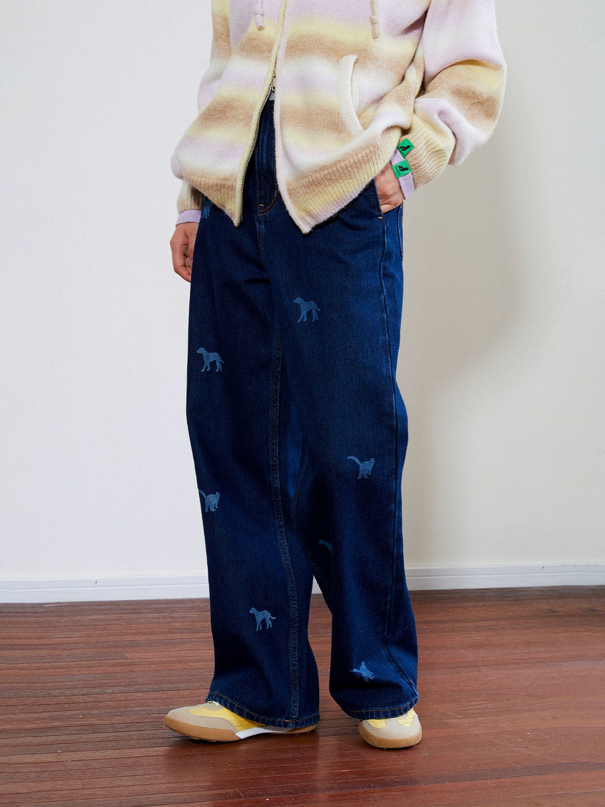 MoodLikeMe Laser-burned Cat and Dog Jeans