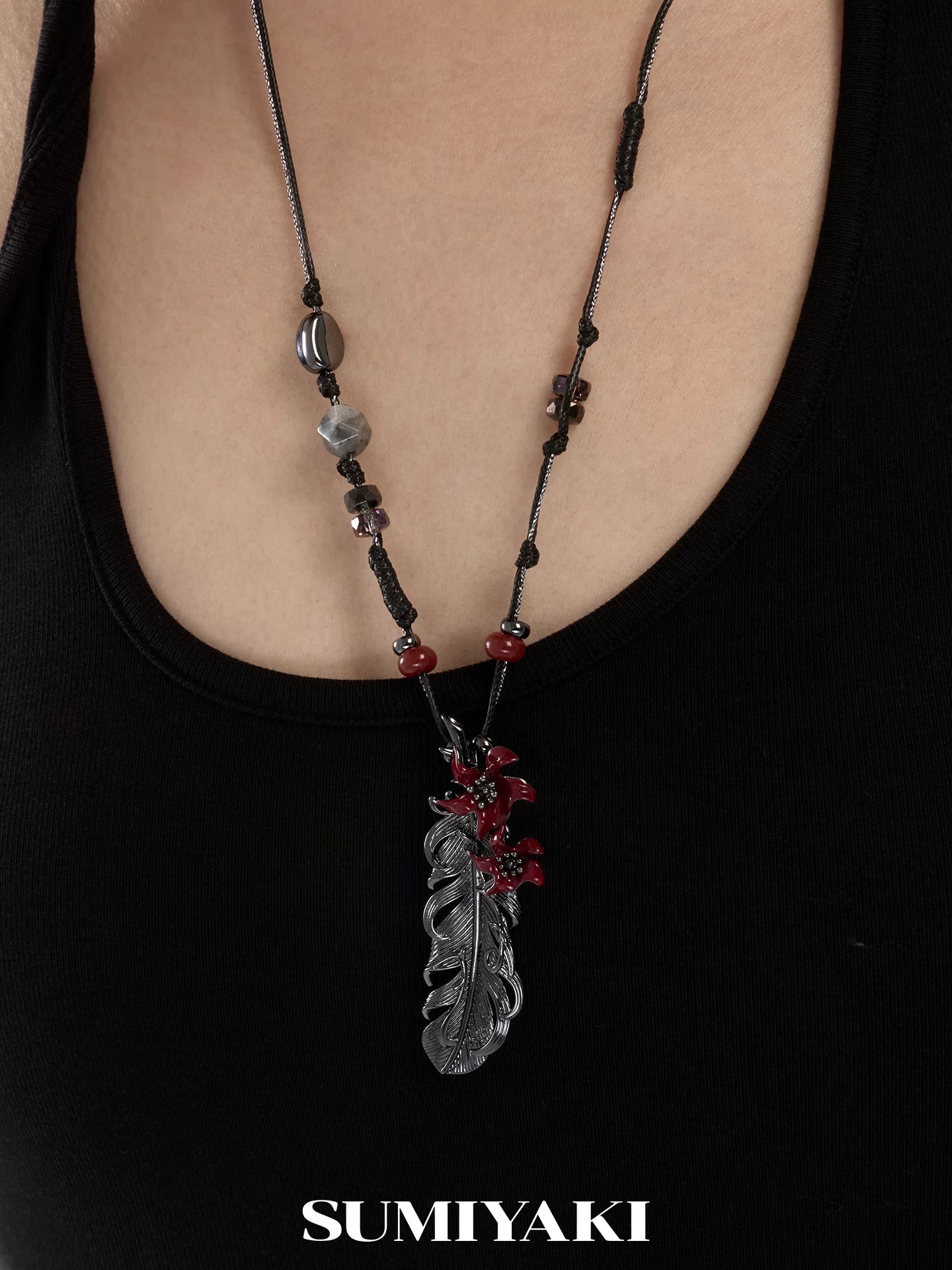 SUMIYAKI Braided Rope Beaded Handmade Necklace