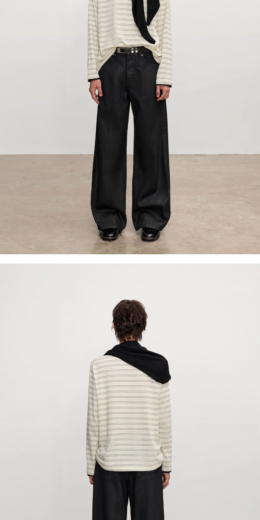 INTENT Double-line Striped Contrasting Long Sleeves