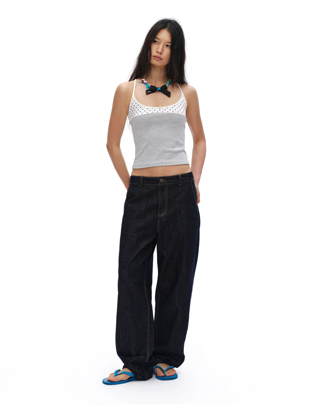 Oinimi Polka Dot Splicing I-shaped Vest