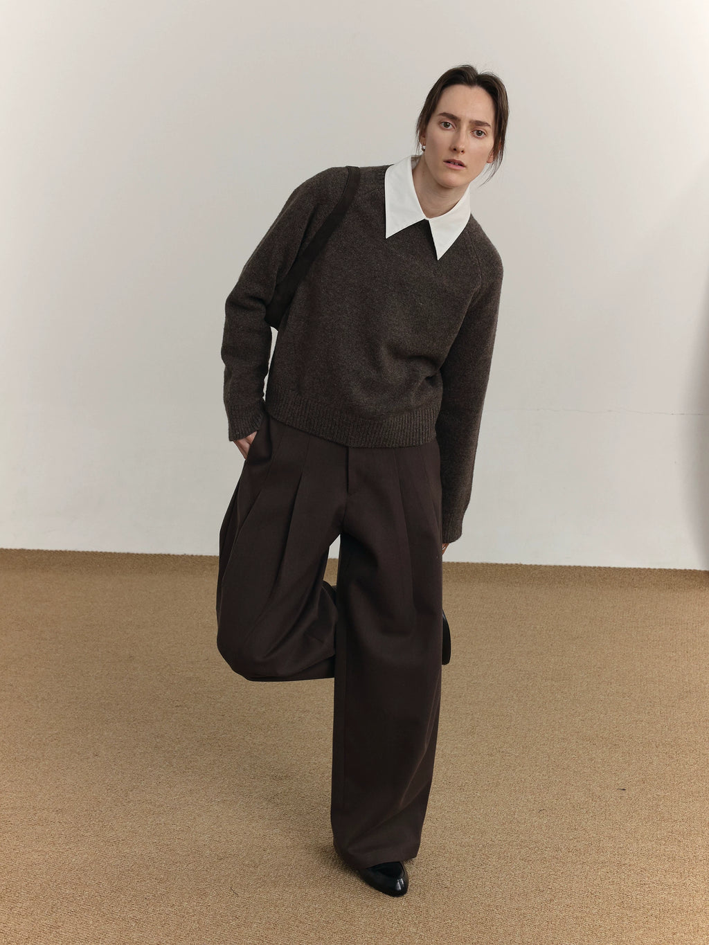 COLN Pleated Casual Woolen Trousers
