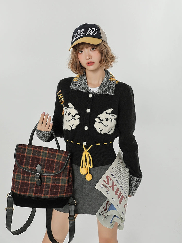 Girlyhalo Vintage Slim Fit Knit Jacket