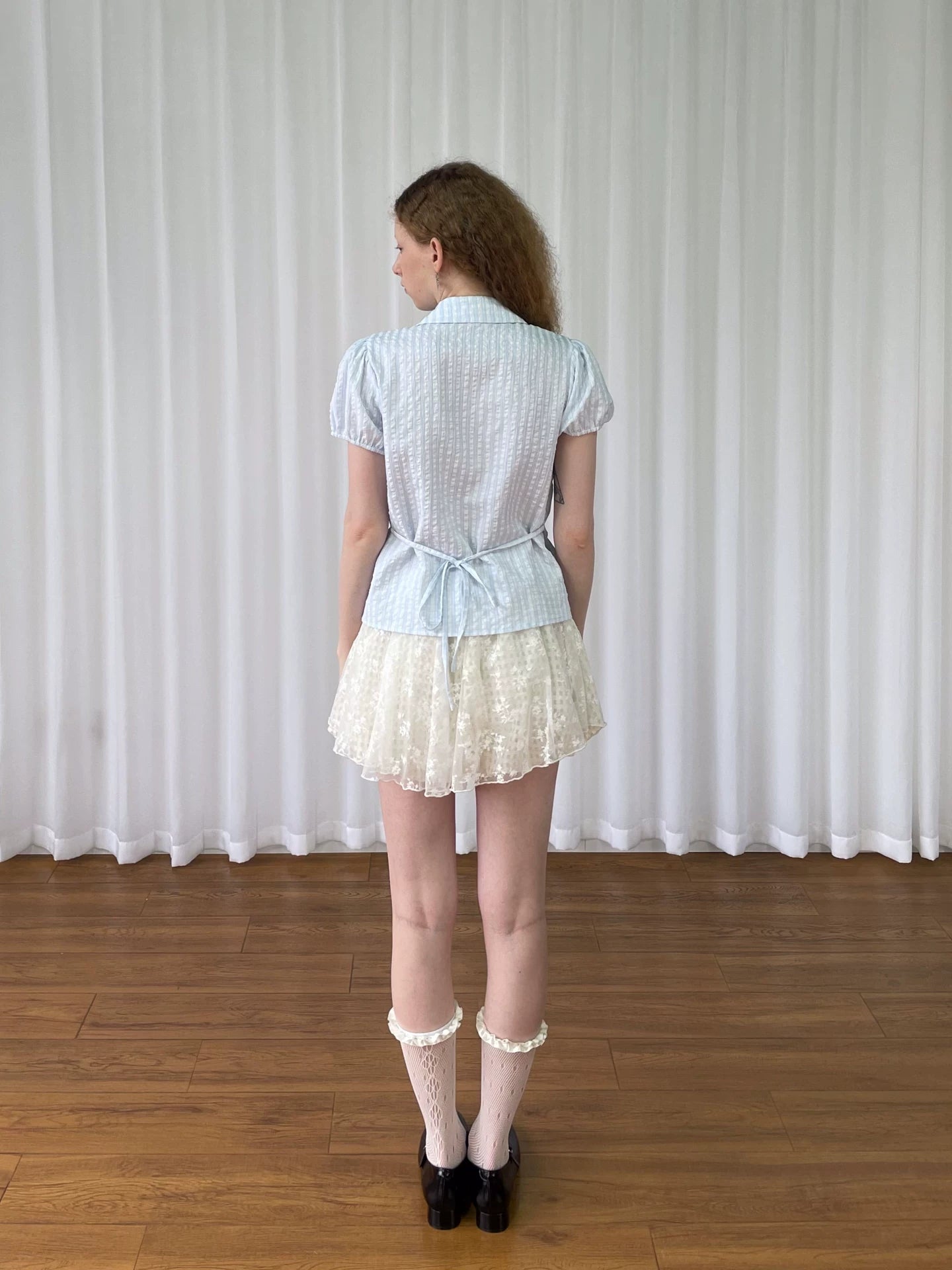 Loosesmell Checked Polka Dot Short Sleeve Shirt
