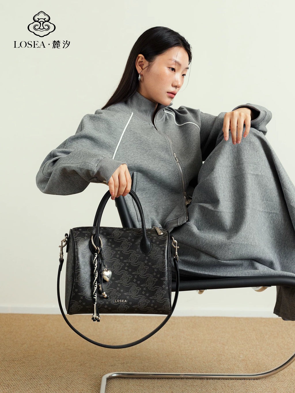 LOSEA Simple Moire Casual Messenger Bag