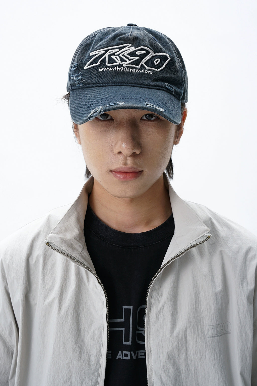 TH90 Retro Washed Three-dimensional Embroidered Cap