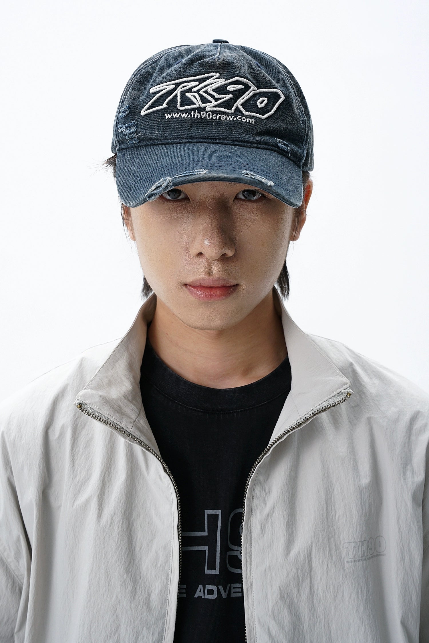 TH90 Retro Washed Three-dimensional Embroidered Cap
