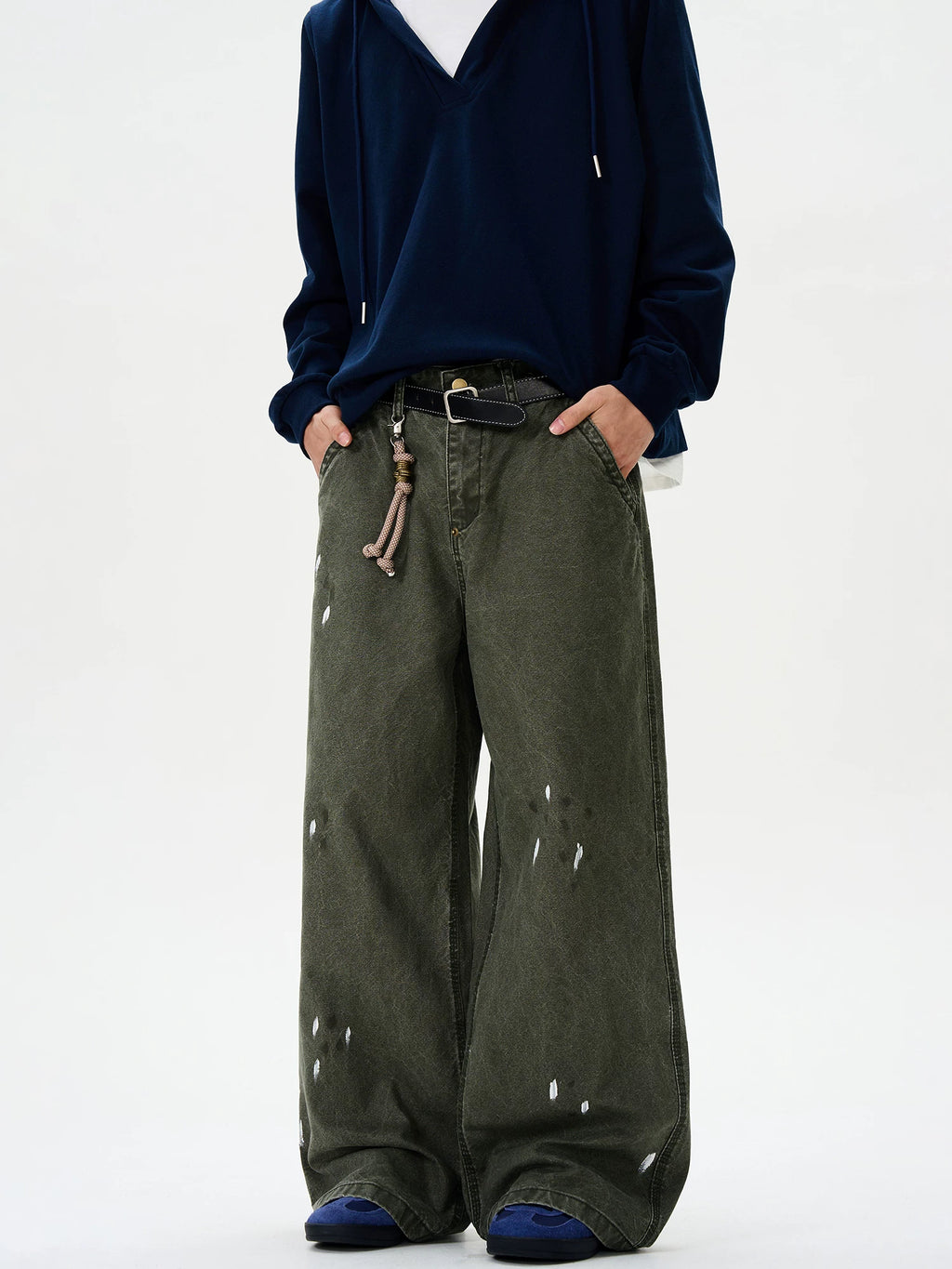 TRUQUEST Retro Ink Splashing Men's Loose Straight Casual Pants