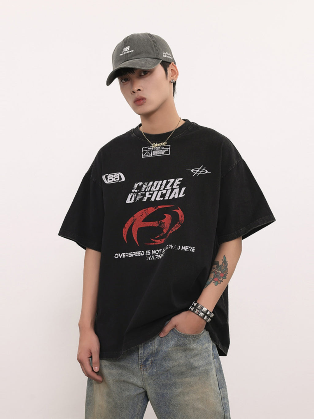 (Clearance) BTSG * American Vintage Washed Old Motorcycle Short Sleeve Tee