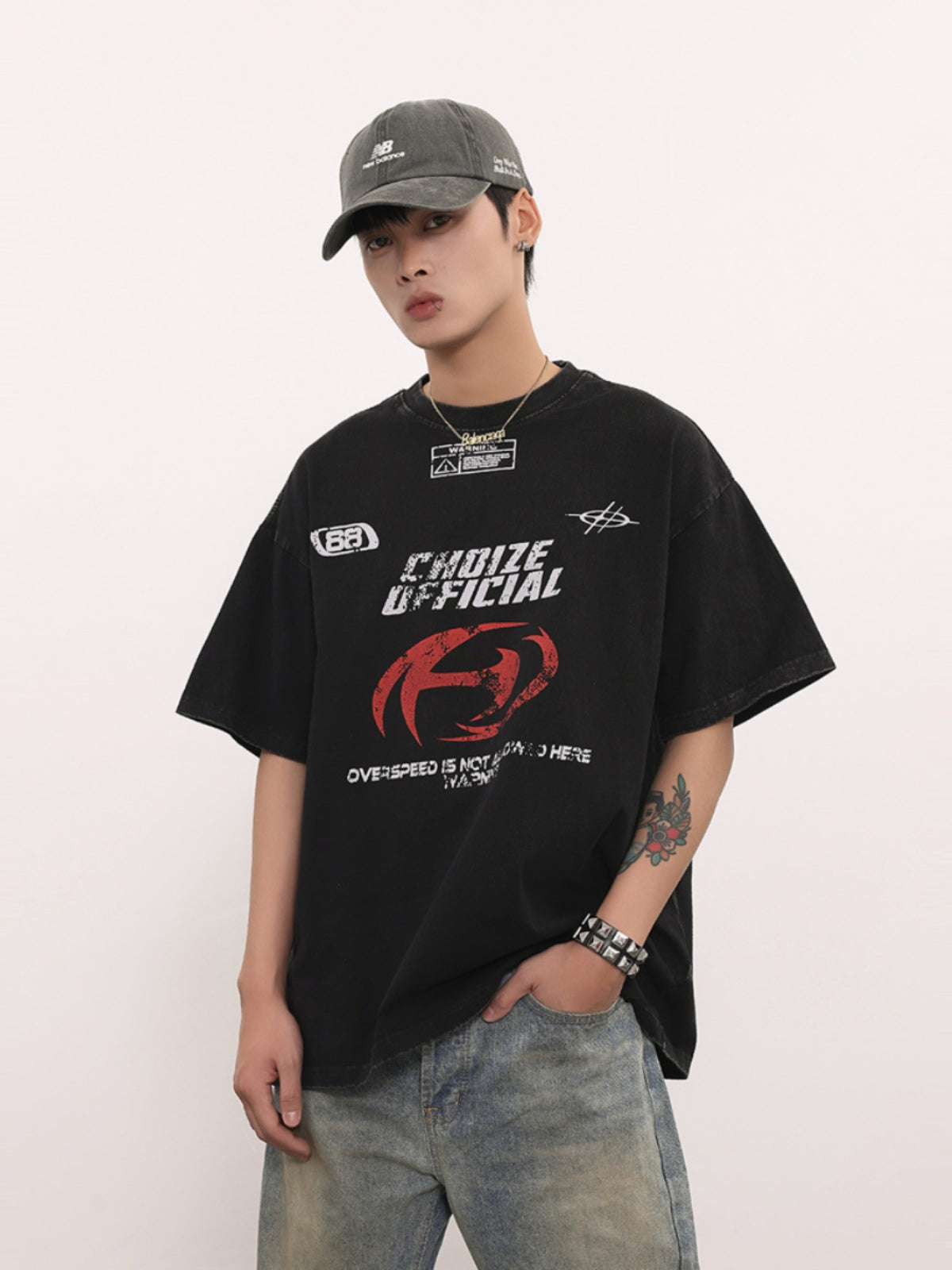 (Clearance) BTSG * American Vintage Washed Old Motorcycle Short Sleeve Tee