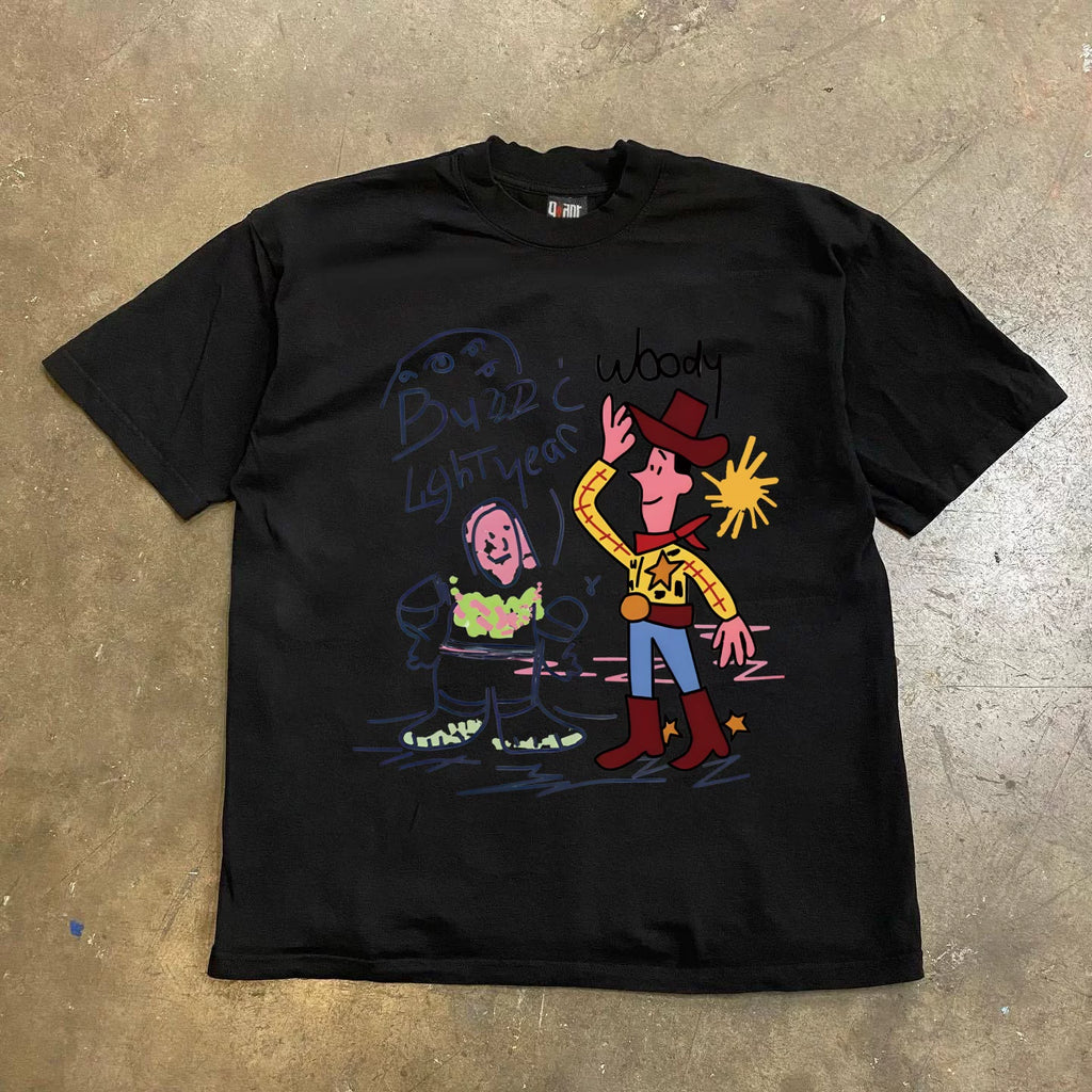 UPUPXIA Graffiti Print Casual Tee