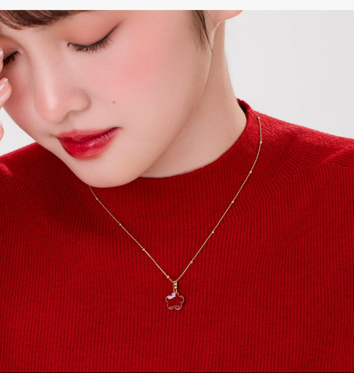 DODOGOGO Double-sided Drop Glaze Flower Necklace
