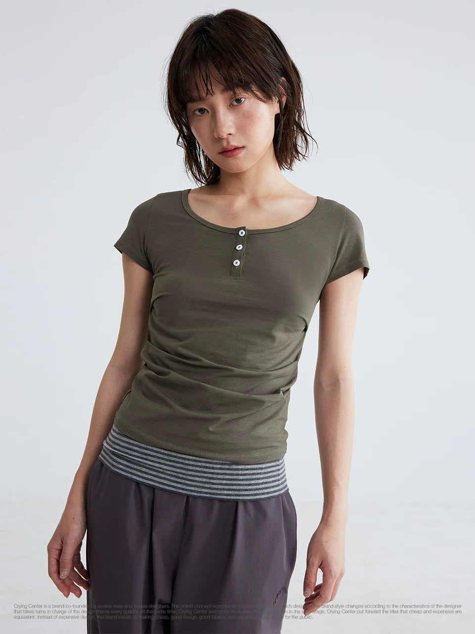 CryingCenter Round Neck Pleated Tee