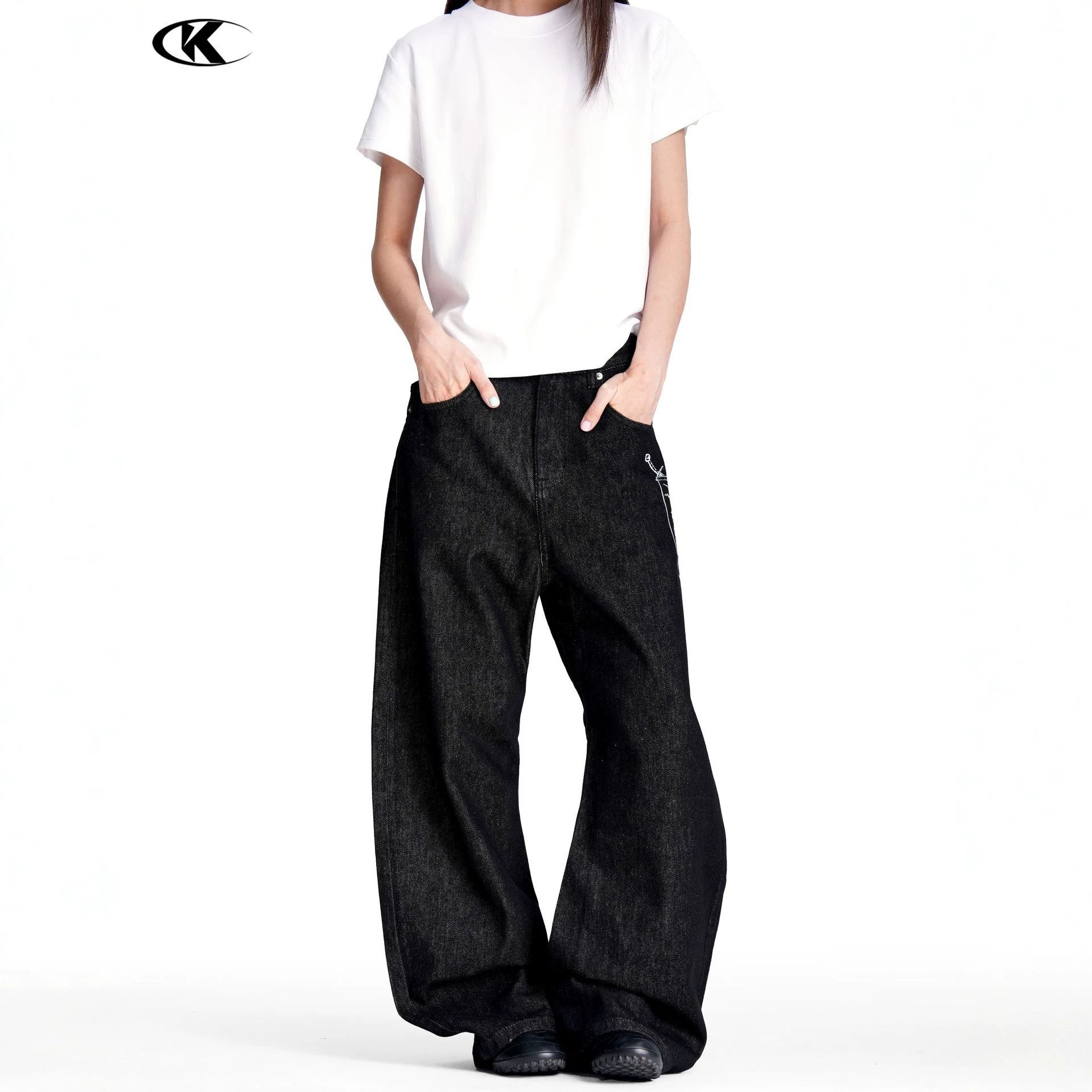 11KN Loose Versatile Straight Wide Leg Pants