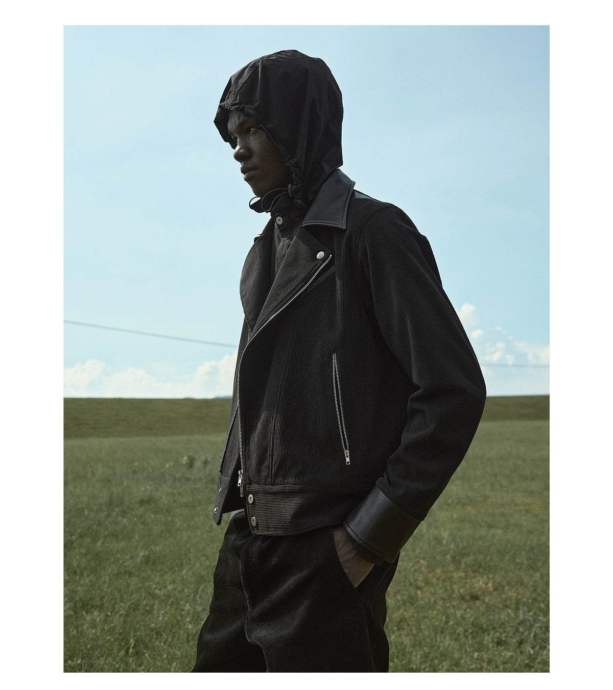 BEVAN UP Corduroy Leather Lapel Jacket