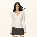 Cherry Melody Vintage Overlapping Kink V-neck Long Sleeve