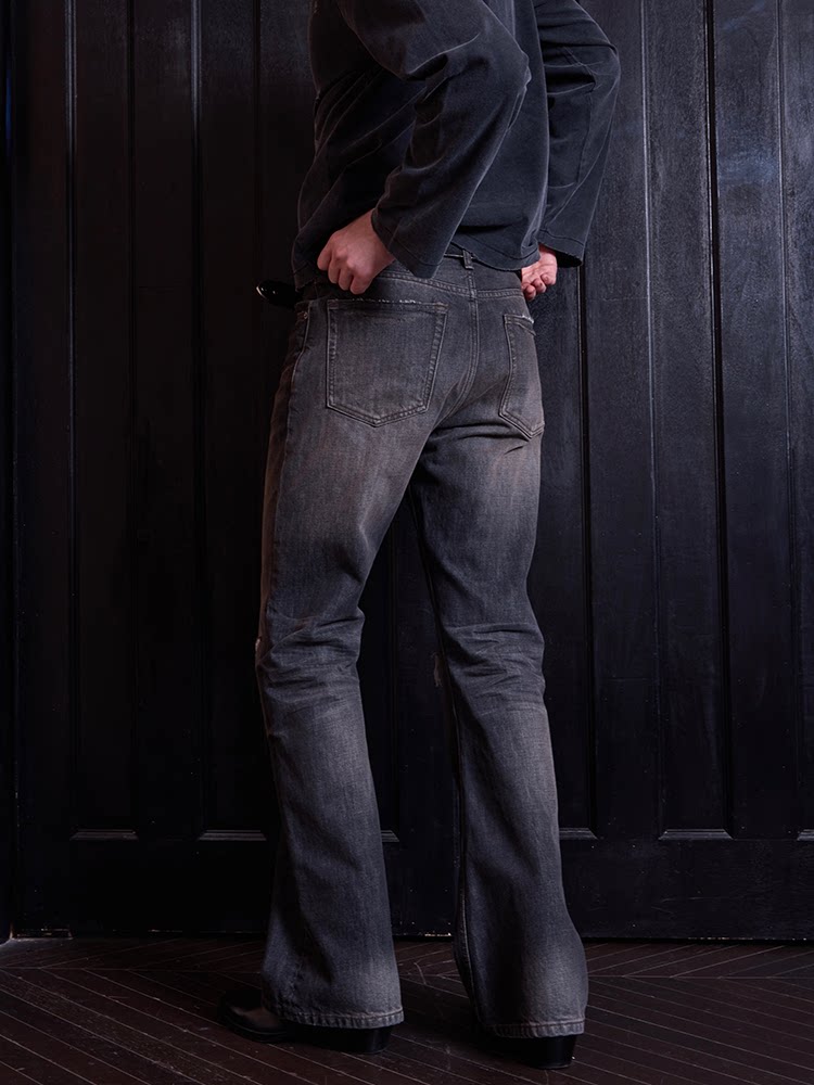 VLABMADE | Distressed Bootcut Jeans With Ripped Details