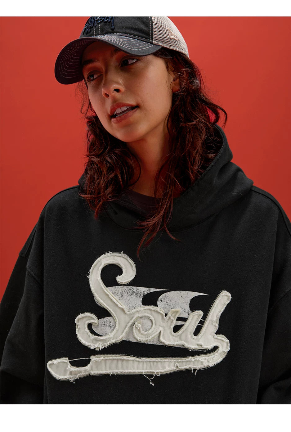 CryingCenter Vintage Patch Embroidered Hooded Sweater