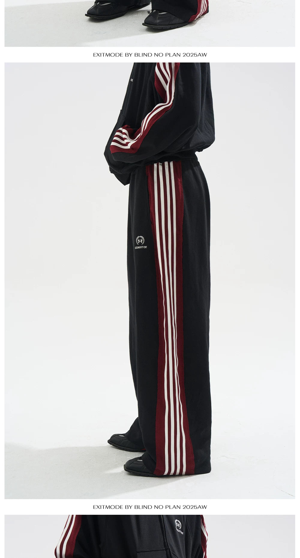BLINDNOPLAN Rough-trimmed Striped Contrasting Sweatpants