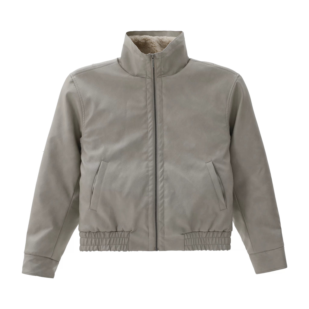 ZOZOFOREST Fleece Inner Bomber Leather Jacket