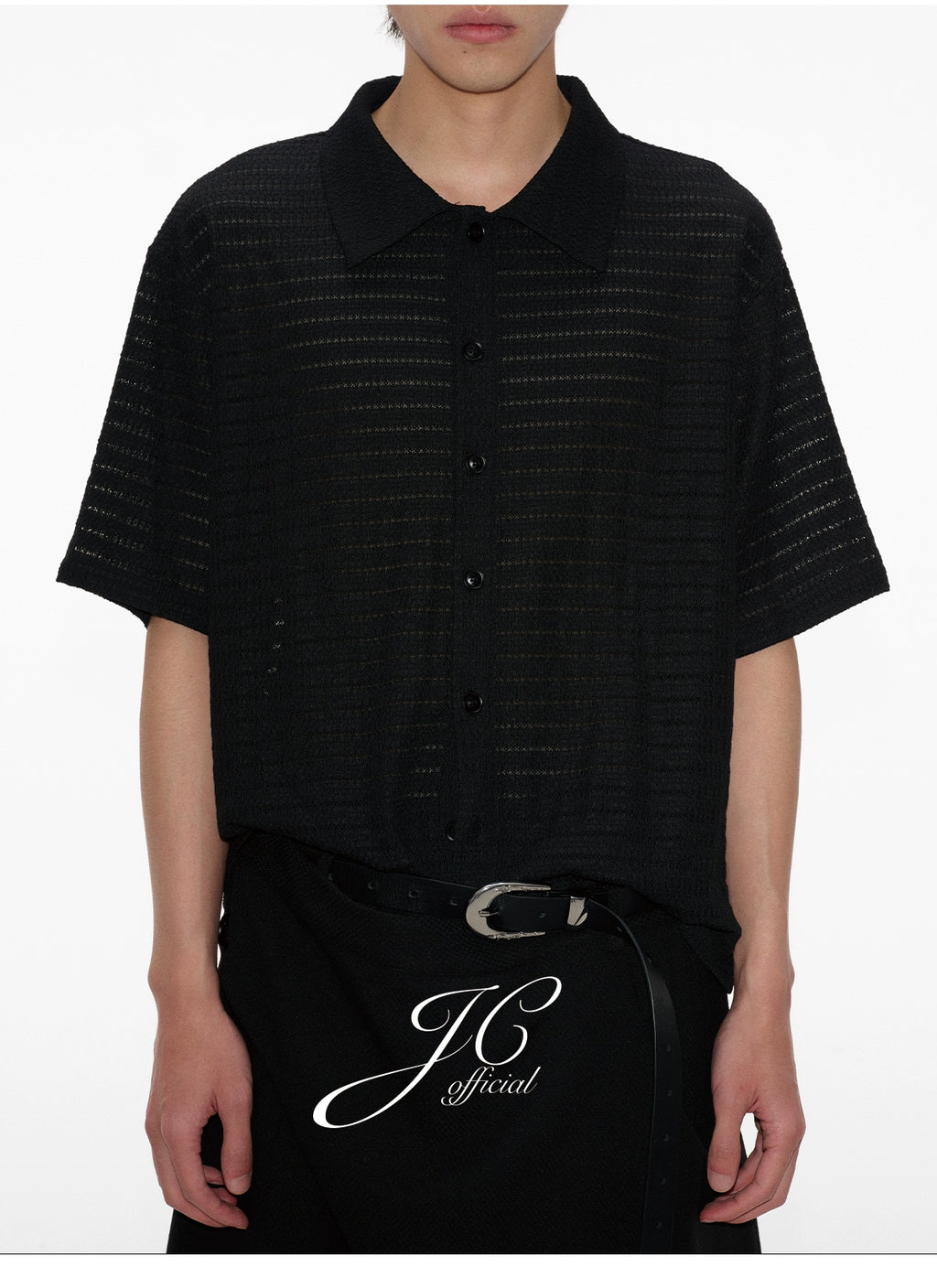 JCAESAR Skeleton Striped Short-sleeved Shirt