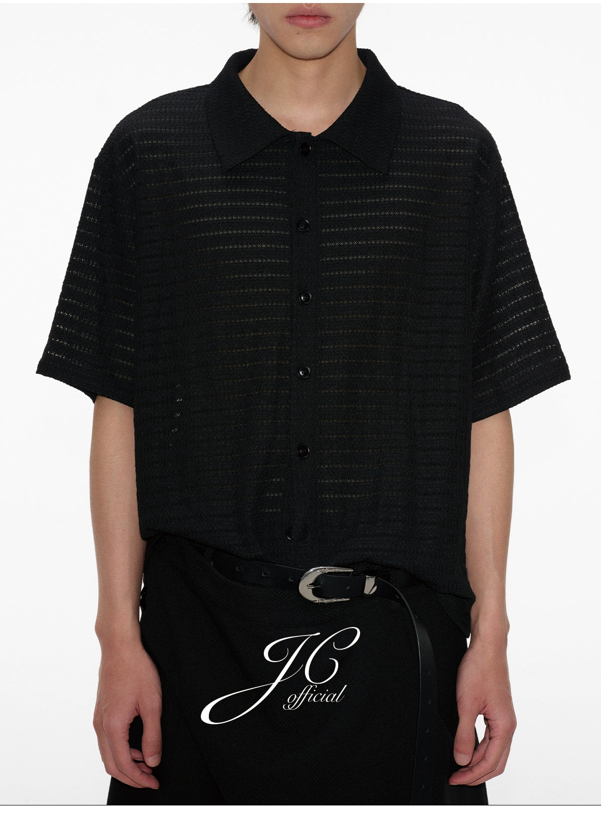 JCAESAR Skeleton Striped Short-sleeved Shirt