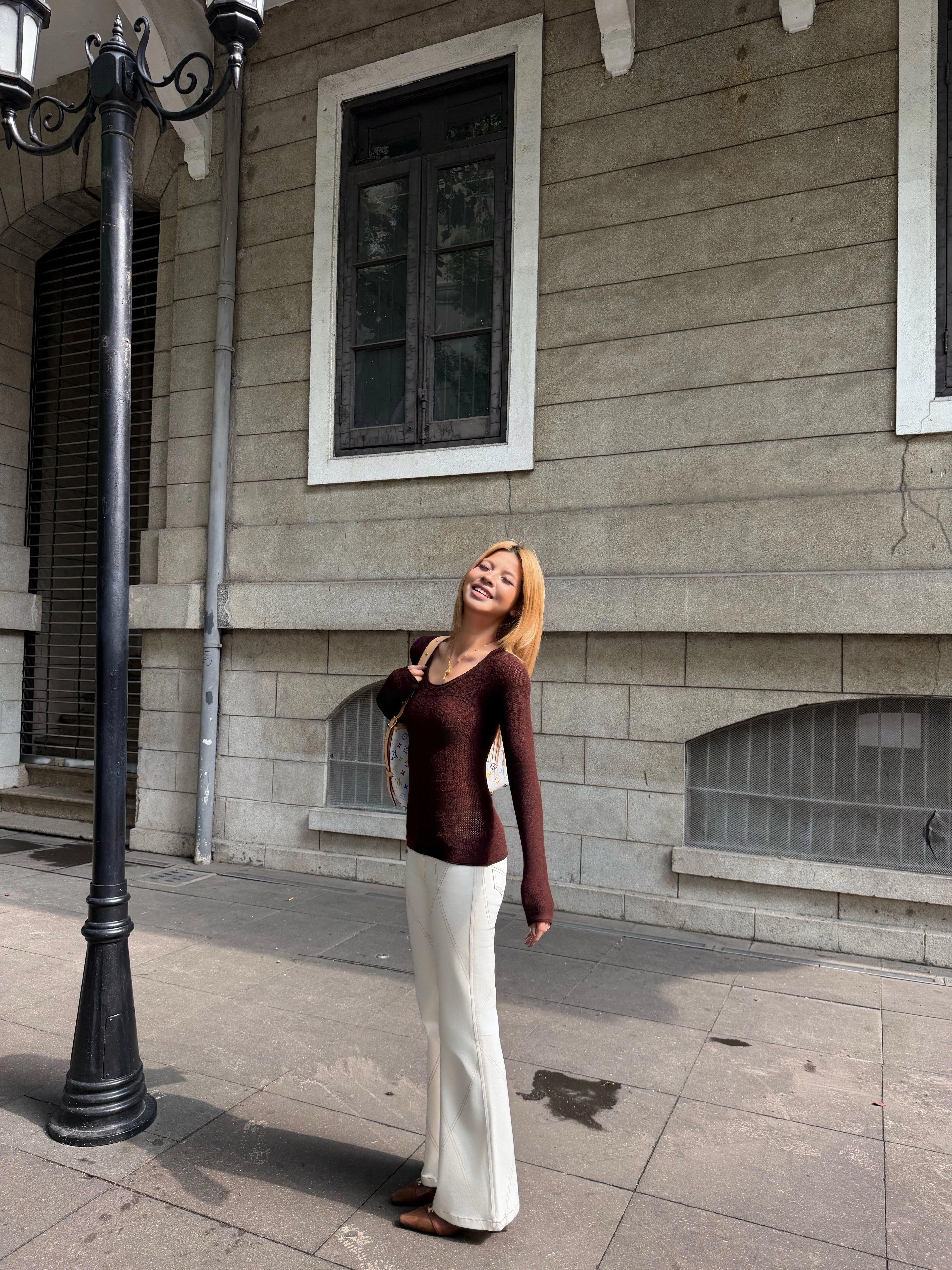 Audwyn Open-line Stretch Slim Casual Flared Trousers