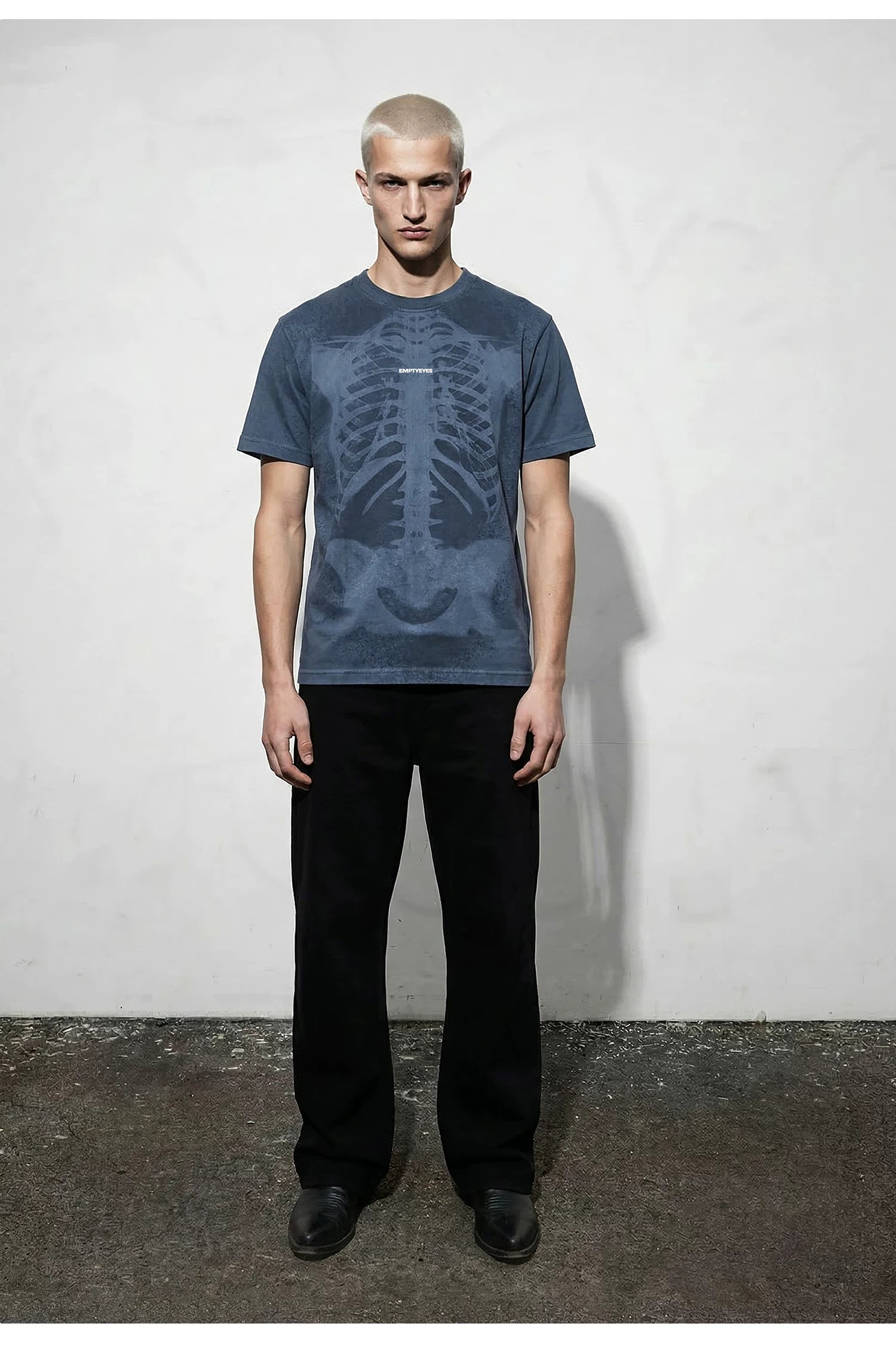 Empty Eyes Skeleton Print Casual Tee