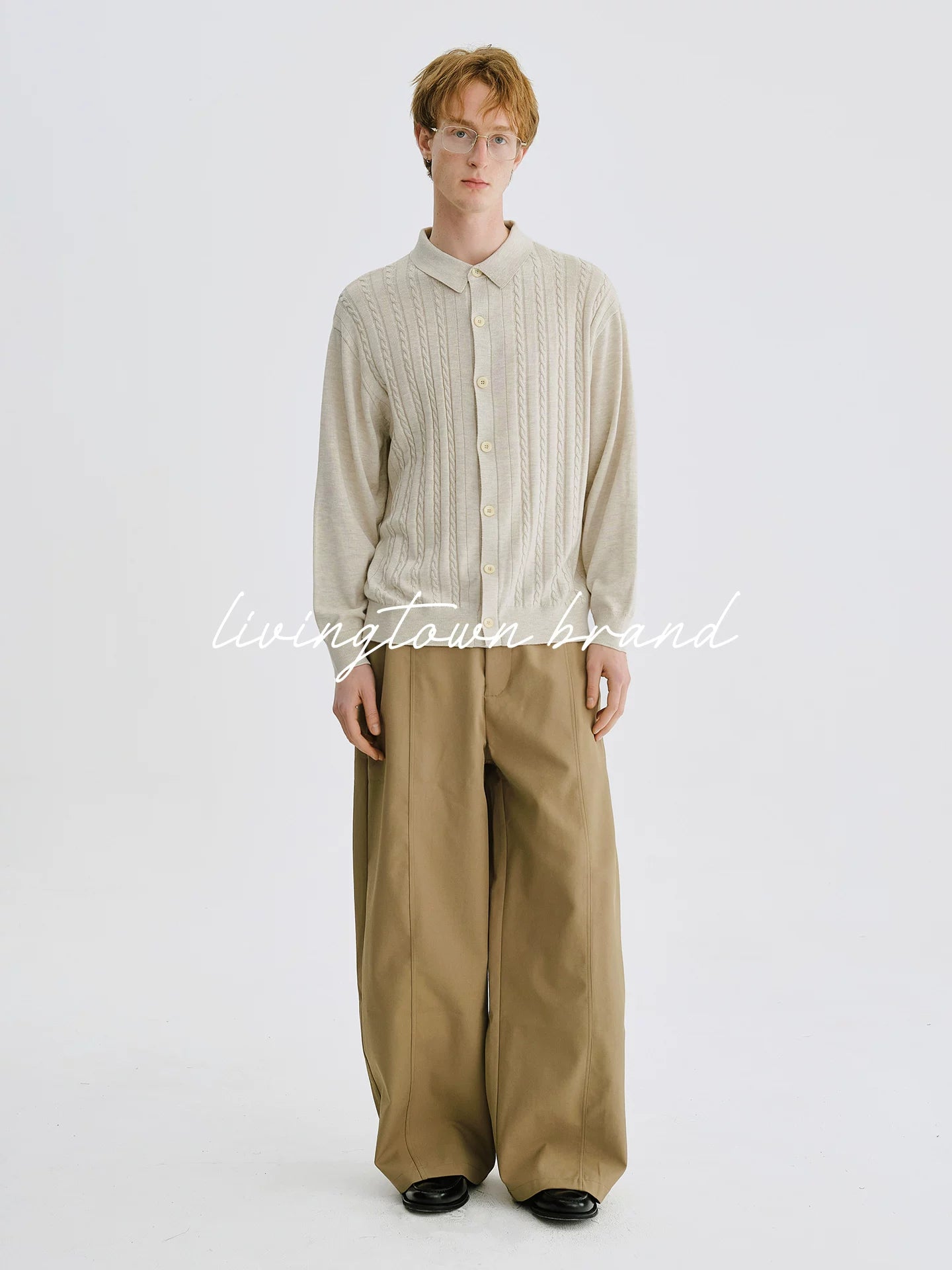 LIVINGTOWN Vintage Loose Vertical Strip Twisted Flower Knitted Cardigan
