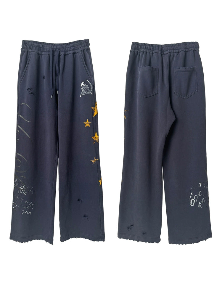 Human Star Print Loose Casual Trousers